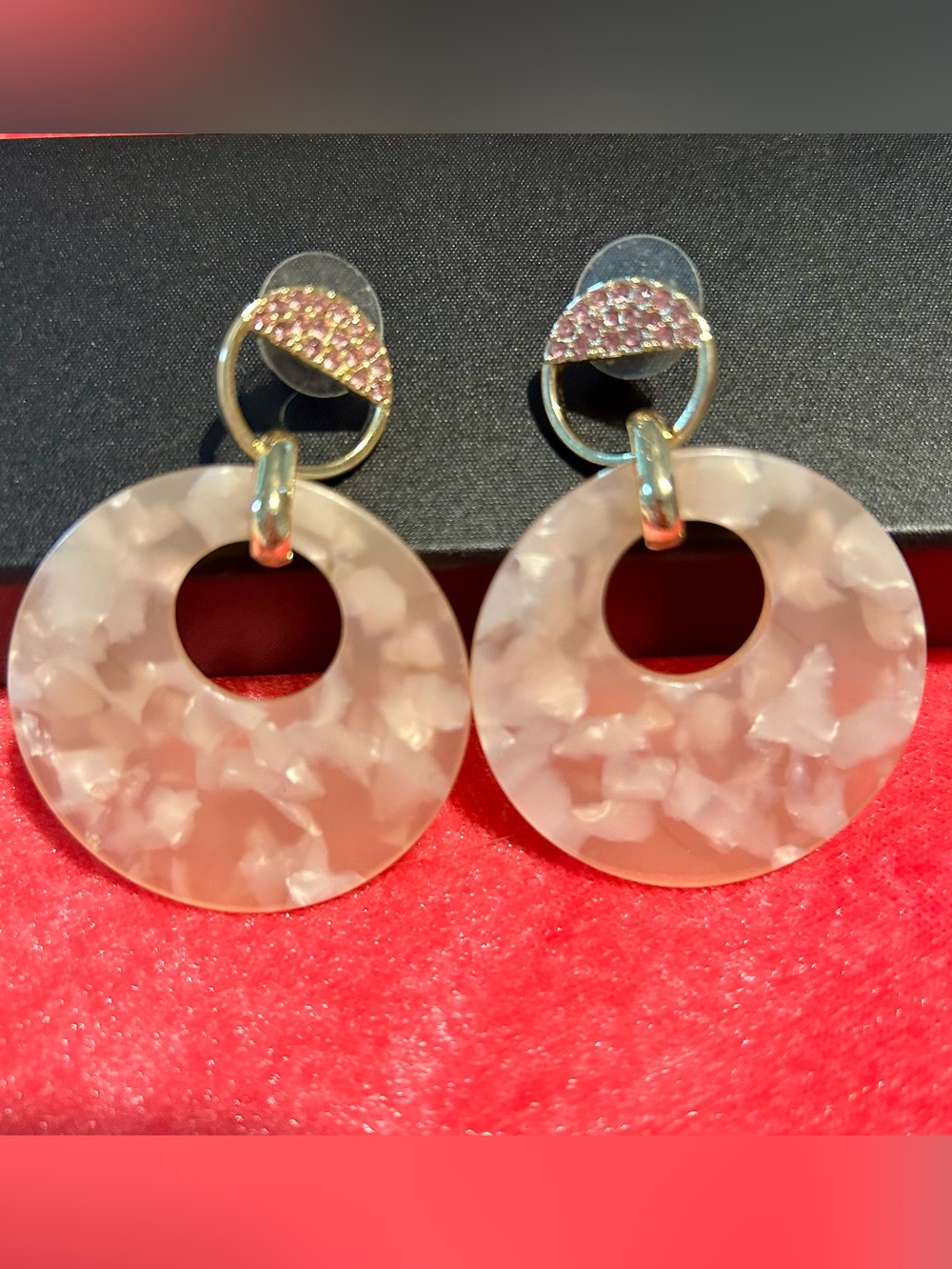 Women's Marbled Pink Drop Earrings - Brand